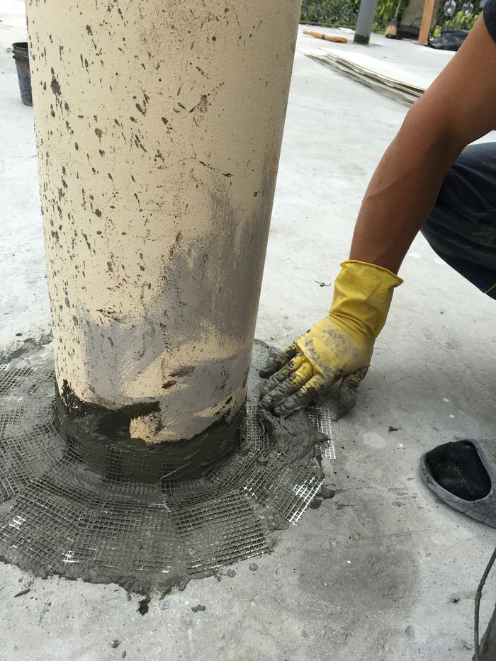 герметизація колон із застосуванням армуючої сітки